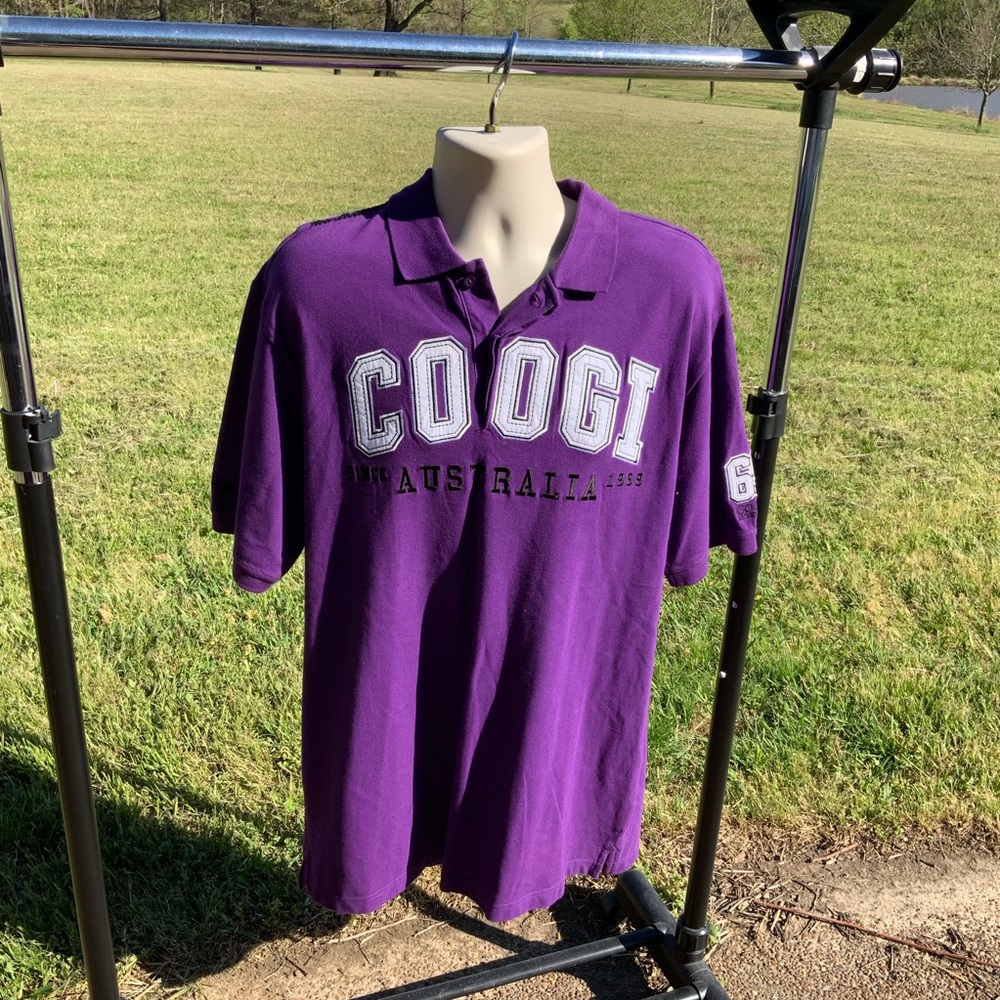 Vintage COOGI Australia Rugby Polo Shirt #69  Sz XL TRENDING POP OF PURPLE COLOR